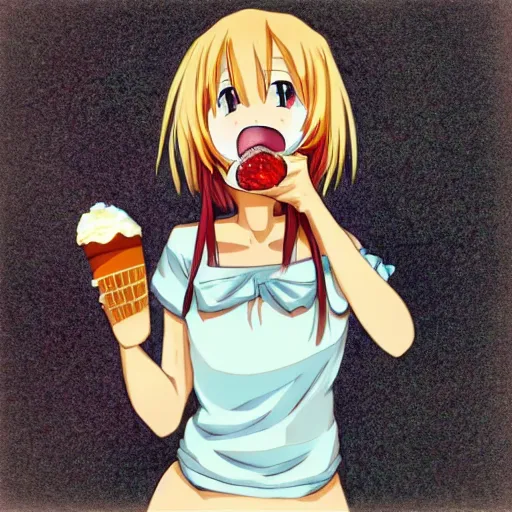 Image similar to anime girl with ice cream