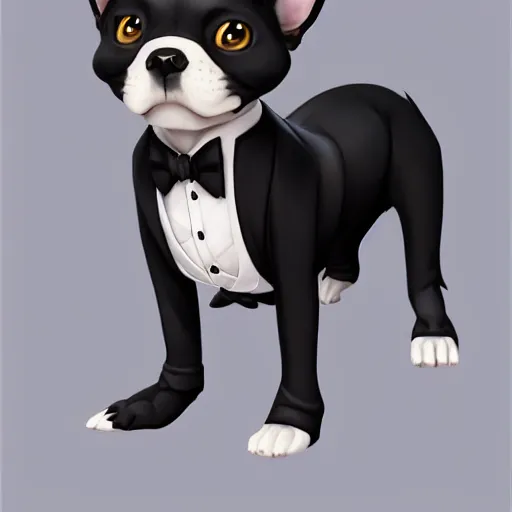 Image similar to an anthropomorphic dog wearing a tuxedo suit,Character design by charlie bowater, ross tran, artgerm, and makoto shinkai, detailed, inked, western comic book art, 2021 award winning painting,photorealistic,detailed face,professional lighting,studio photograph,hyperdetailed,deviantart,artstation