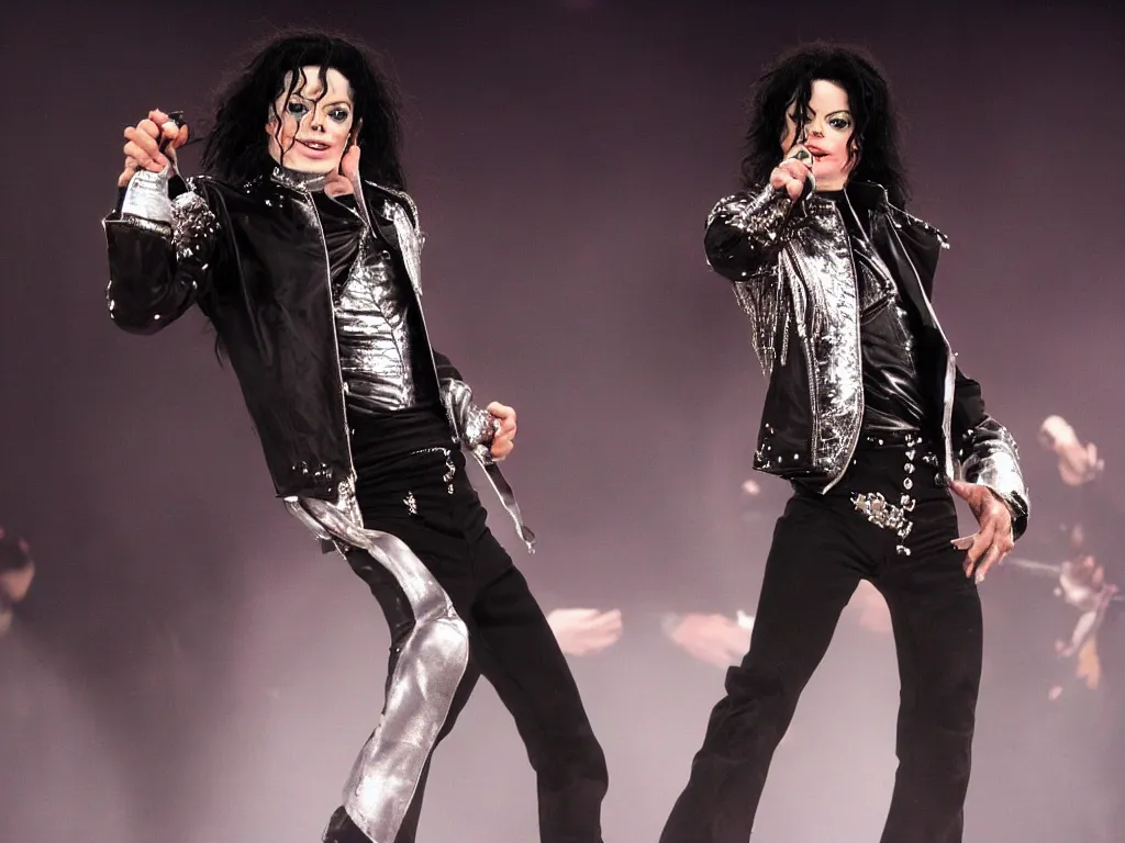 Image similar to Michael Jackson 2009, standing alone on stage, O2 arena London, THIS IS IT, 4K UHD, Ultra realistic, photograph