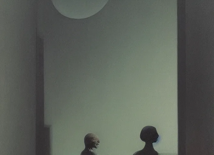 Image similar to portrait of me and you, science fiction, Edward Hopper and James Gilleard, Zdzislaw Beksinski highly detailed