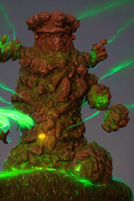 Image similar to arcane fantasy art giant golem elemental wood rock bastion forged gemstone enchanted forest troll, global illumination ray tracing hdr fanart arstation by sung choi and eric pfeiffer and gabriel garza and casper konefal lisa frank zbrush central hardmesh radiating a glowing aura