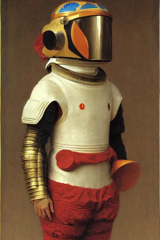 Prompt: portrait of a astronaut is a chinese dragon in armor and helmet, by bouguereau