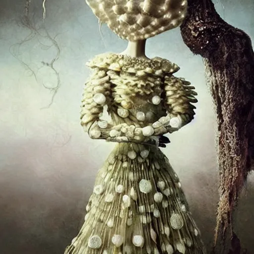 Image similar to a luminous armor made of jelly fishes. soft. fragile. by ray caesar. by louise dahl - wolfe. by andrea kowch. surreal photography