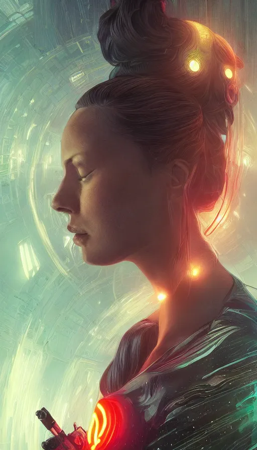 Image similar to eve, altered carbon, neon, fibonacci, sweat drops, insane intricate, star wars, highly detailed, digital painting, artstation, concept art, smooth, sharp focus, illustration, unreal engine 5, 8 k, art by artgerm and greg rutkowski and alphonse mucha