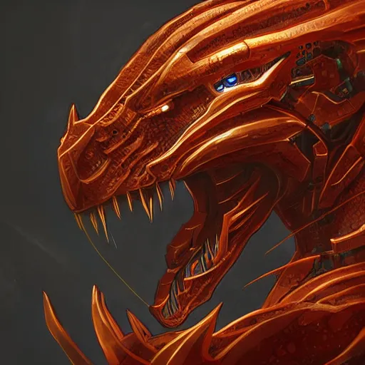 Prompt: Cyborg dragon portrait, artstation, detailed, matte, digital art, HD, 8k, beautiful, high quality