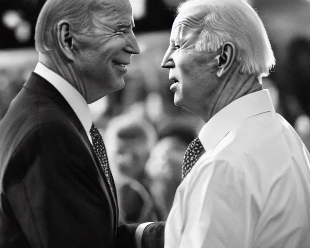 Image similar to president joe biden face to face with president joe biden, nikon 3 5 mm, photograph