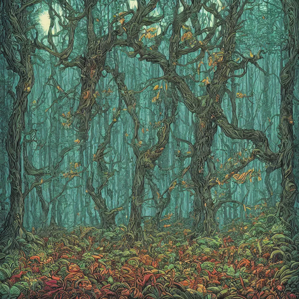 Image similar to Magical forest by Dan Mumford