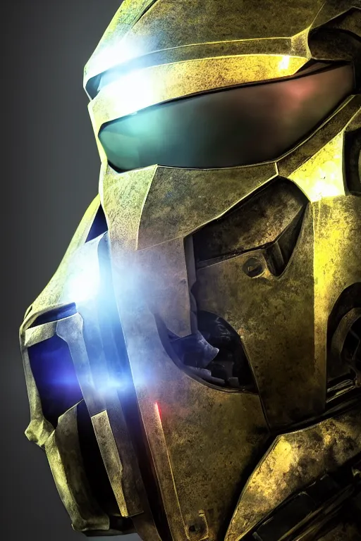 Image similar to robot ninja mask helmet halo master chief radiating a glowing aura global illumination ray tracing hdr fanart arstation by ian pesty and katarzyna da „ bek - chmiel