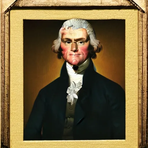 Prompt: a portrait, of an incrediblely swole thomas jefferson