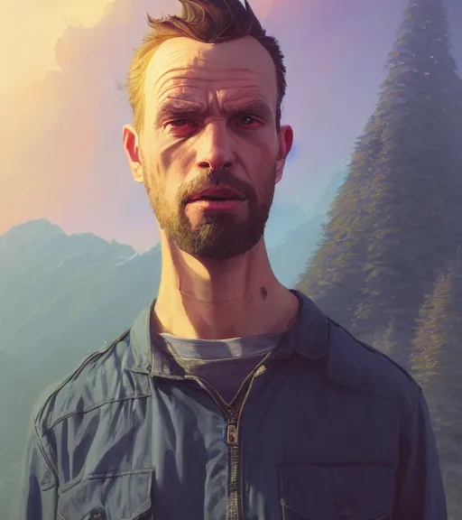 Image similar to highly detailed portrait giga chad in gta v, stephen bliss, unreal engine, fantasy art by greg rutkowski, loish, rhads, ferdinand knab, makoto shinkai and lois van baarle, ilya kuvshinov, rossdraws, tom bagshaw, global illumination, radiant light, detailed and intricate environment