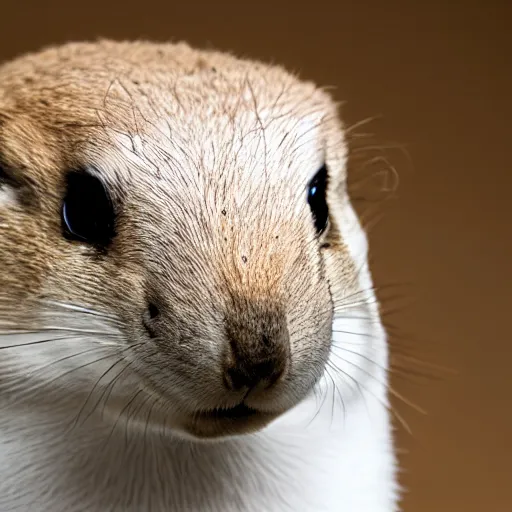 Image similar to singular animal that is white Prairie dog cross white rabbit cross white ferret, studio photography