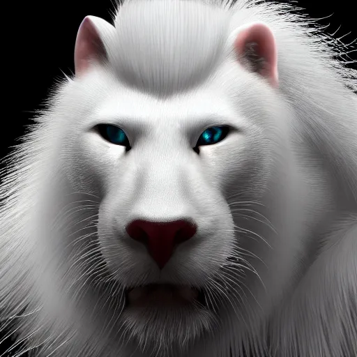 Prompt: portrait of a white panter king with crystal crown and a very long fur, fantasy, trending on artstation, heroic pose, illustration, highly detailed, simple, 8k