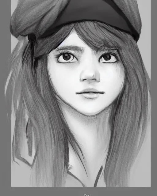 Image similar to girl with beret, drawn by Yueko, trending on Artstation