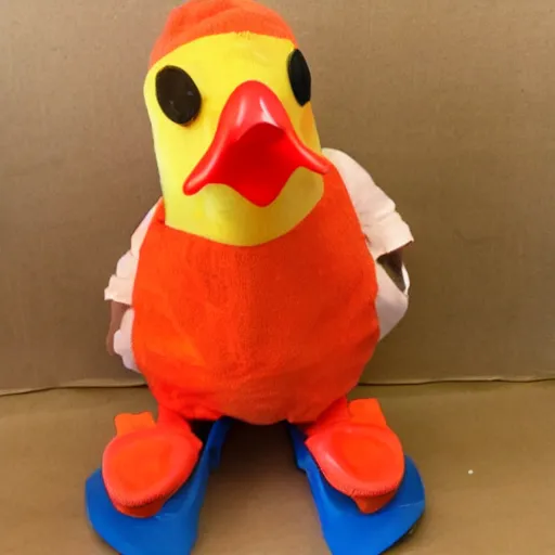 Image similar to chicken dressed as an inmate