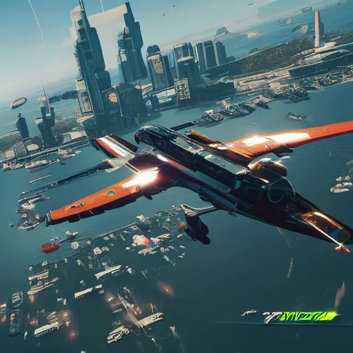 Image similar to microsoft flight simulator for cyberpunk 2077.