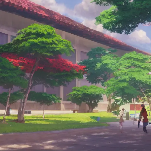 Prompt: Universidad del Quindio, Artwork by Makoto Shinkai, 8k, official media, wallpaper, hd