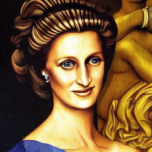Prompt: a painting of princess diana in the style of leonardo da vinci