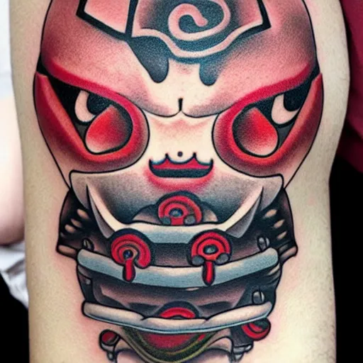 Prompt: tattoo design art, neo traditional daruma doll, finley detailed, japanese traditional inspired, by jeff gogue by nekro borja