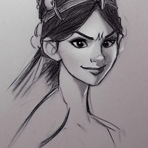 Image similar to milt kahl sketch of victoria justice as princess padme from star wars episode 3