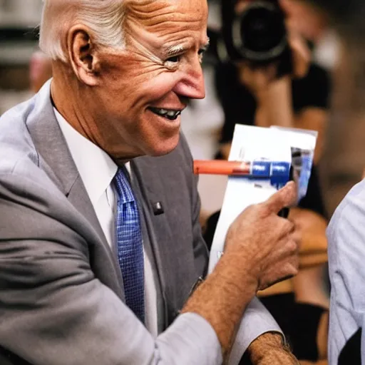 Image similar to A photo of joe biden teams up with a teenage joe biden, perfect faces, 50 mm, award winning photography