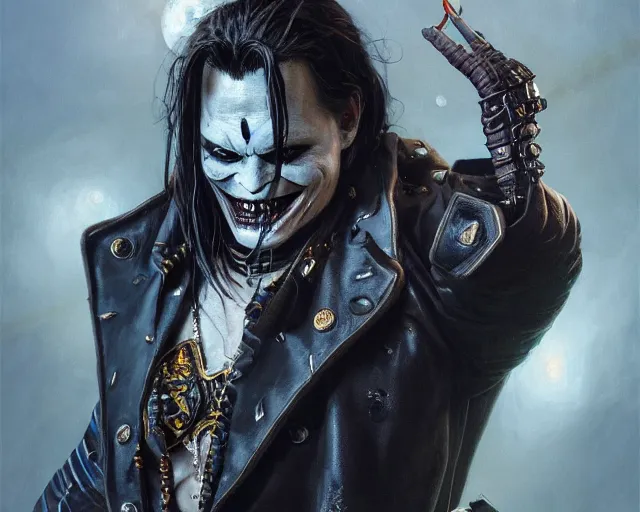 Prompt: highly detailed portrait of johnny depp as the batman who laughs, in mortal kombat 1 1, stephen bliss, unreal engine, fantasy art by greg rutkowski, loish, rhads, ferdinand knab, makoto shinkai and lois van baarle, ilya kuvshinov, rossdraws, tom bagshaw, global illumination, radiant light, detailed and intricate environment