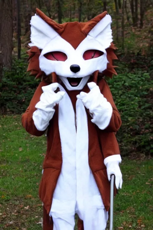 Image similar to an anthropomorphic fox, fursuit!!!!, cosplay