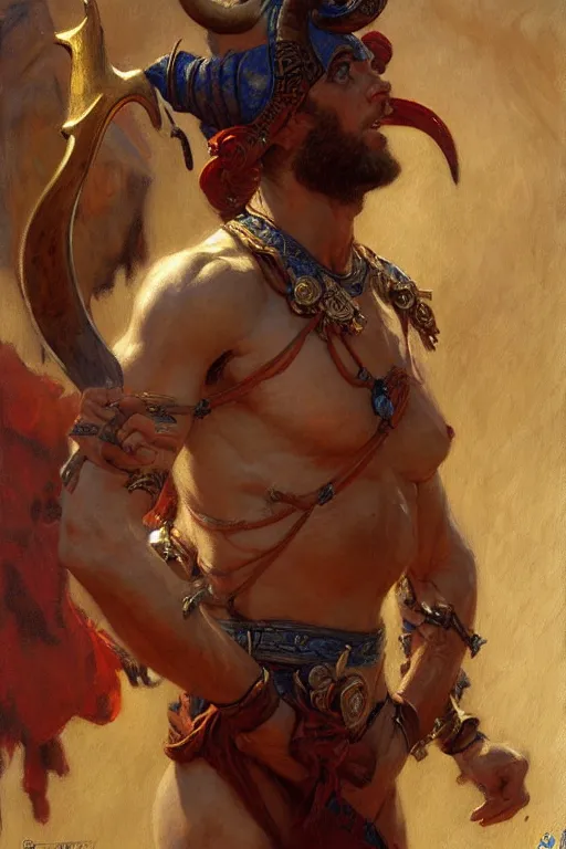 Prompt: tiefling, highly detailed painting by gaston bussiere, craig mullins, j. c. leyendecker 8 k