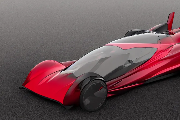 Prompt: 300mph EV red super aerodynamic, patent drawing, notes, side view, top view