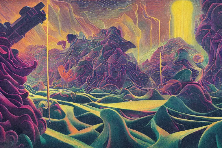 Prompt: Third eye voidscape by Simon Stålenhag and Umberto Boccioni, oil on canvas