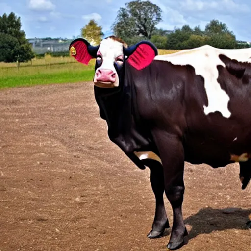 Image similar to cow dressed as a clown