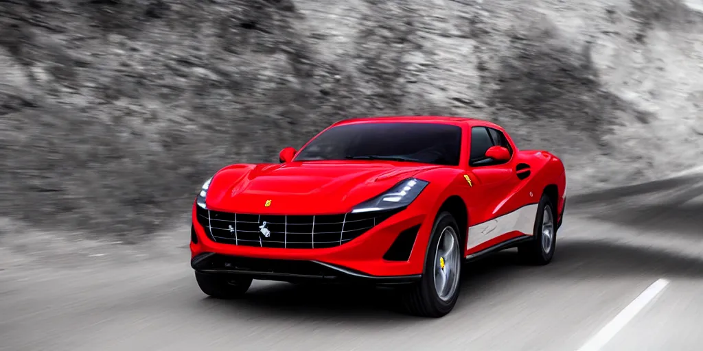 Image similar to “2020 Ferrari Pickup Truck, HD, ultra Realistic”