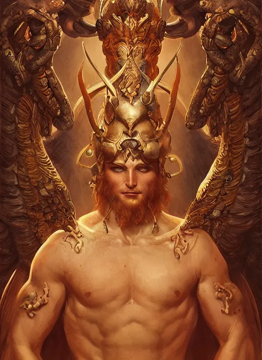 Prompt: digital _ painting _ of _ mythical god _ by _ filipe _ pagliuso _ and _ justin _ gerard _ symmetric _ fantasy _ highly _ detailed _ realistic _ intricate _ port