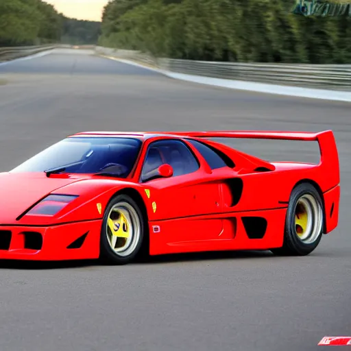 Prompt: Ferrari F40 if it were manufactured in the 2006 production year, 2006 Ferrari F40, wide angle exterior 2006