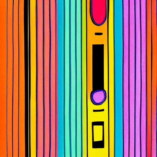 Prompt: an abstract face made from narrow colorful vertical bars