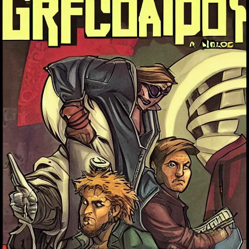 Image similar to a grifter, a hacker, a thief, and a mastermind in the style of a d&d cover