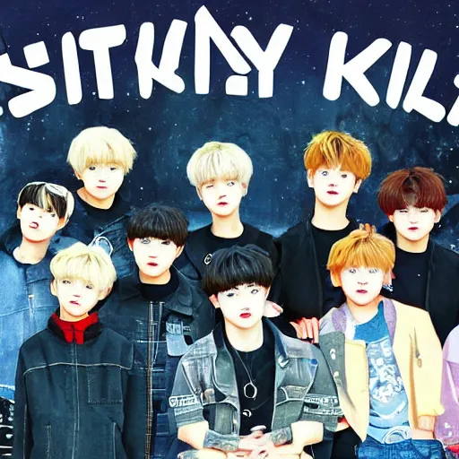 Image similar to stray kids, digital art