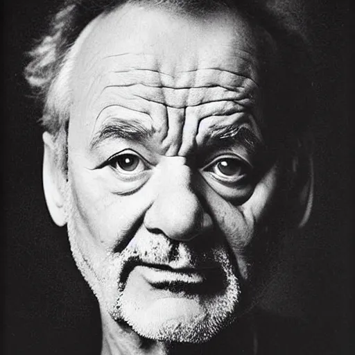 Prompt: bill murray portrait photograph by chuck close