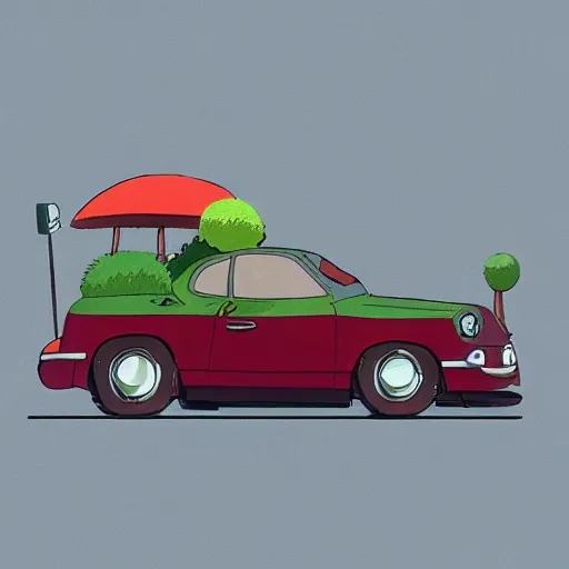 Image similar to car, in style of studio ghibli