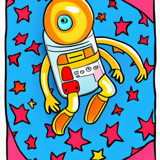 Image similar to shrimp astronaut cartoon character drawing digital art