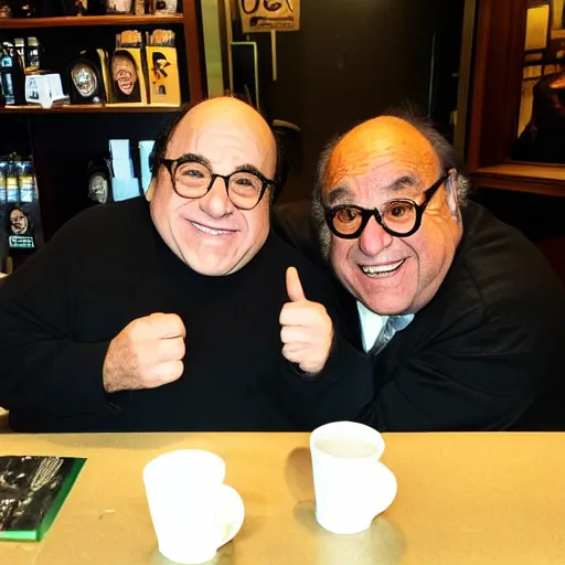 Prompt: Meeting DANNY DEVITO in the backrooms of Starbucks