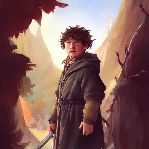 Image similar to A beautiful digital painting of a 30 year old hobbit dressed as a hobbit, by Stanley Artgerm Lau, frank frazetta, Rossdraws, James Jean, gerald brom, Andrei Riabovitchev, Marc Simonetti, and Sakimichan, trending on artstation, SFW version