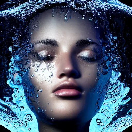 Prompt: ! dream water artwork manipulation in a human head shape,, ray tracing, sharp focus, realistic water, long shot