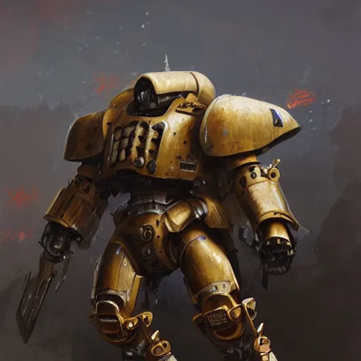 Prompt: A Warhammer 40000 battle titan walking gear, extremely high detailed digital art by greg rutkowski, HD
