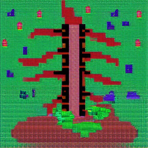 Image similar to 8 - bit pixel art redwood forest