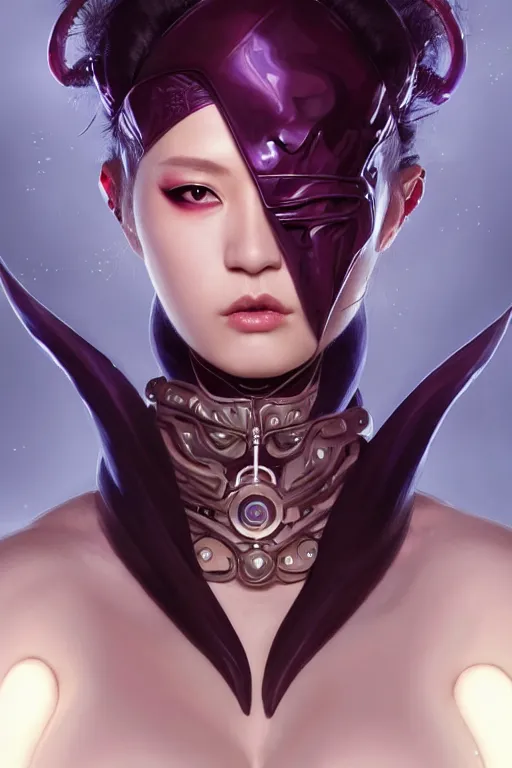 Prompt: Rena Nounen aka Nano as a super villain, [[[[grinning evily]]]], full view of face and body, sexy, fantasy, intricate, elegant, highly detailed, digital painting, artstation, concept art, matte, sharp focus, illustration, art by Artgerm and Greg Rutkowski and Alphonse Mucha