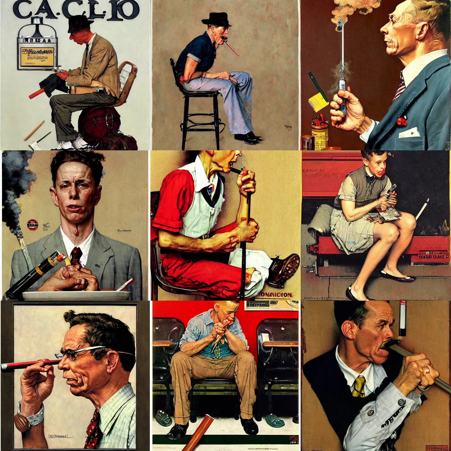 Prompt: crack e - cig, norman rockwell