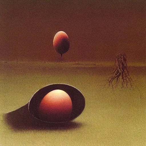 Image similar to the biggest egg ever seen, beksinski