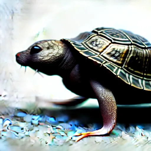 Image similar to , mouse turtle hybrid, ultra realistic, intricate details, highly detailed, photorealistic, octane render, 8 k, unreal engine.