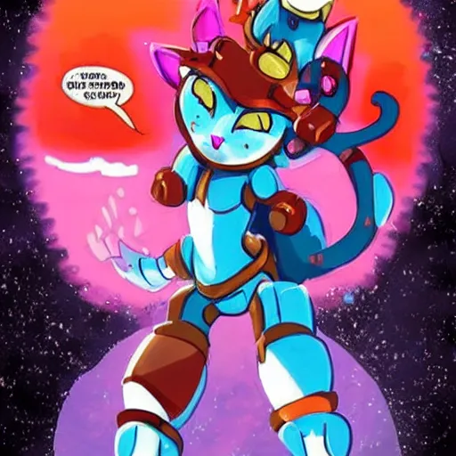 Image similar to magical cat lizard fight with robot cat girl, trending