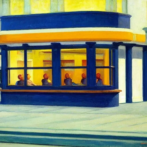 Prompt: blockbuster painted by edward hopper